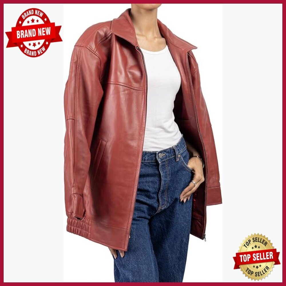 Oversized Lambskin Leather Jacket Women's Plus Size Fall Outerwear